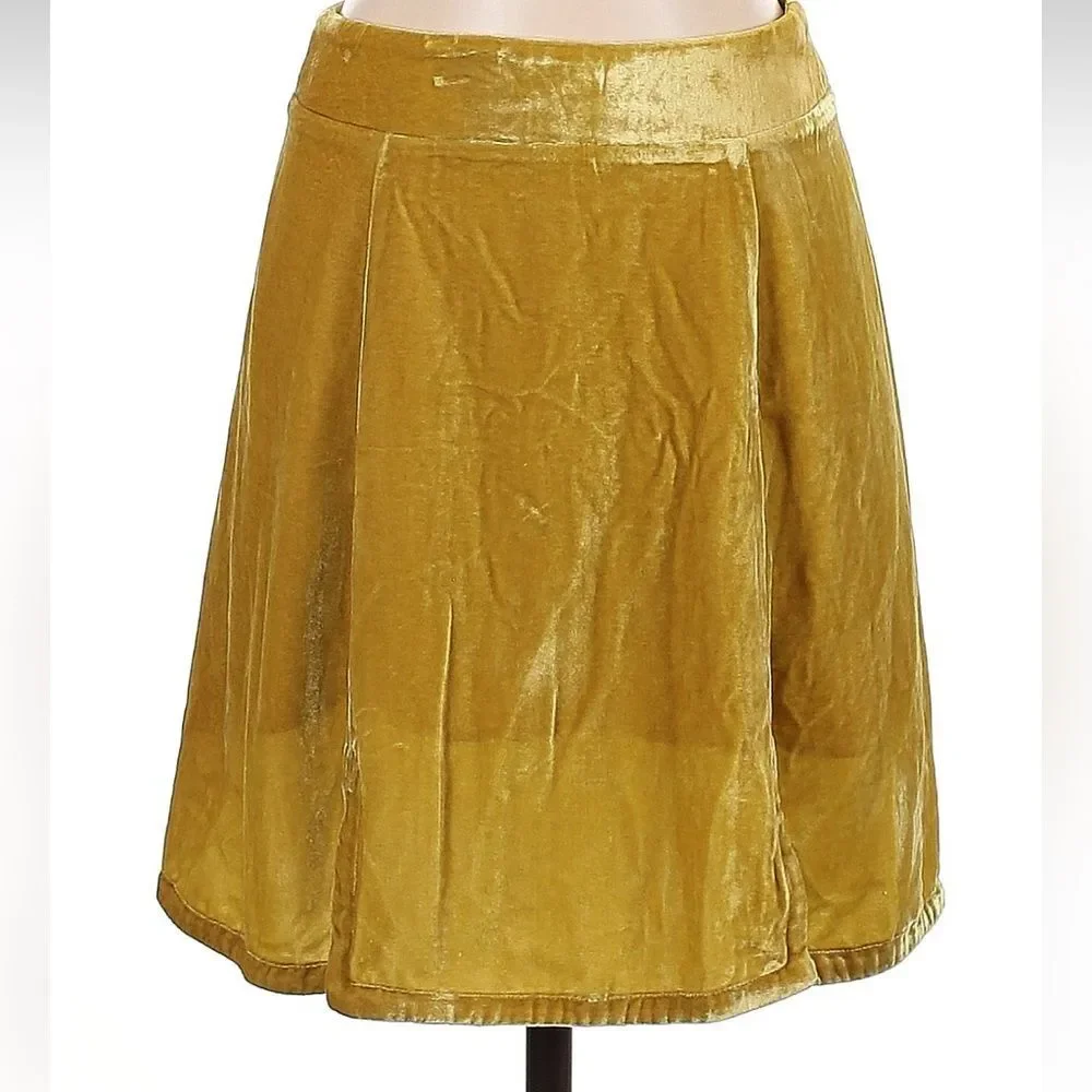 For Love & Lemons Beatrix Chartreuse Velvet Skirt small - Picture 2 of 10